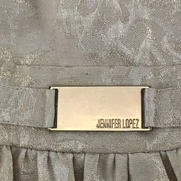 Jennifer Lopez Elegant Cream Shimmering Floral Sleeveless Midi Prom Dress Size 8 - Picture 10 of 16